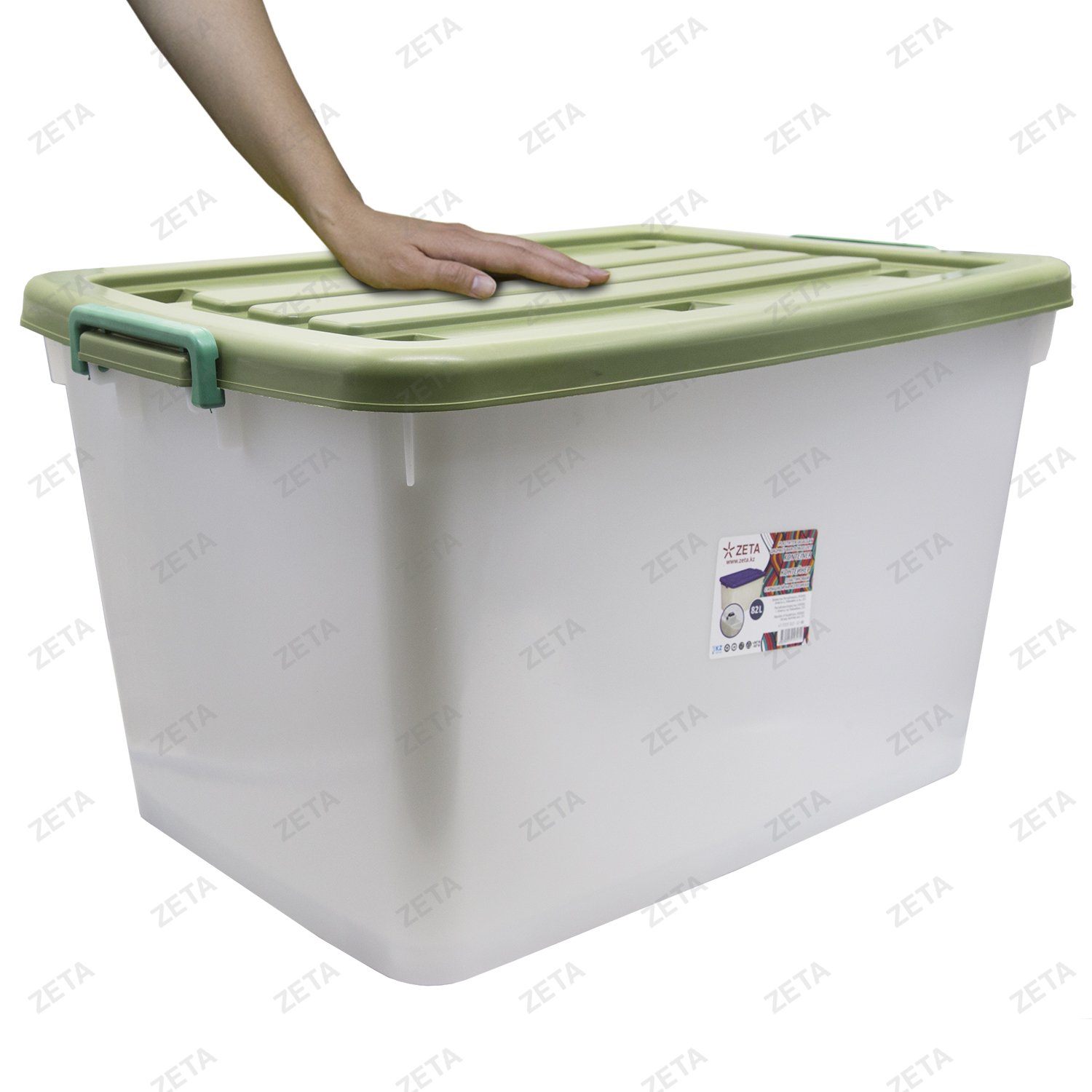 Контейнер пищевой с цветной крышкой на колесиках (82 л.)