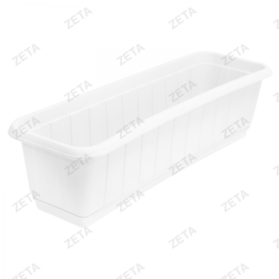 Горшок прямоугольный с поддоном, белый (63 см)