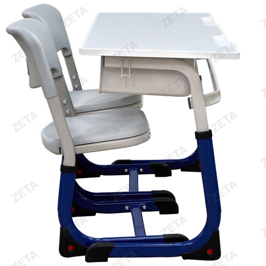 Парта школьная 2-х местная + 2 стула, регулируемая №KZ-025 (серый + синий) (ВИ)