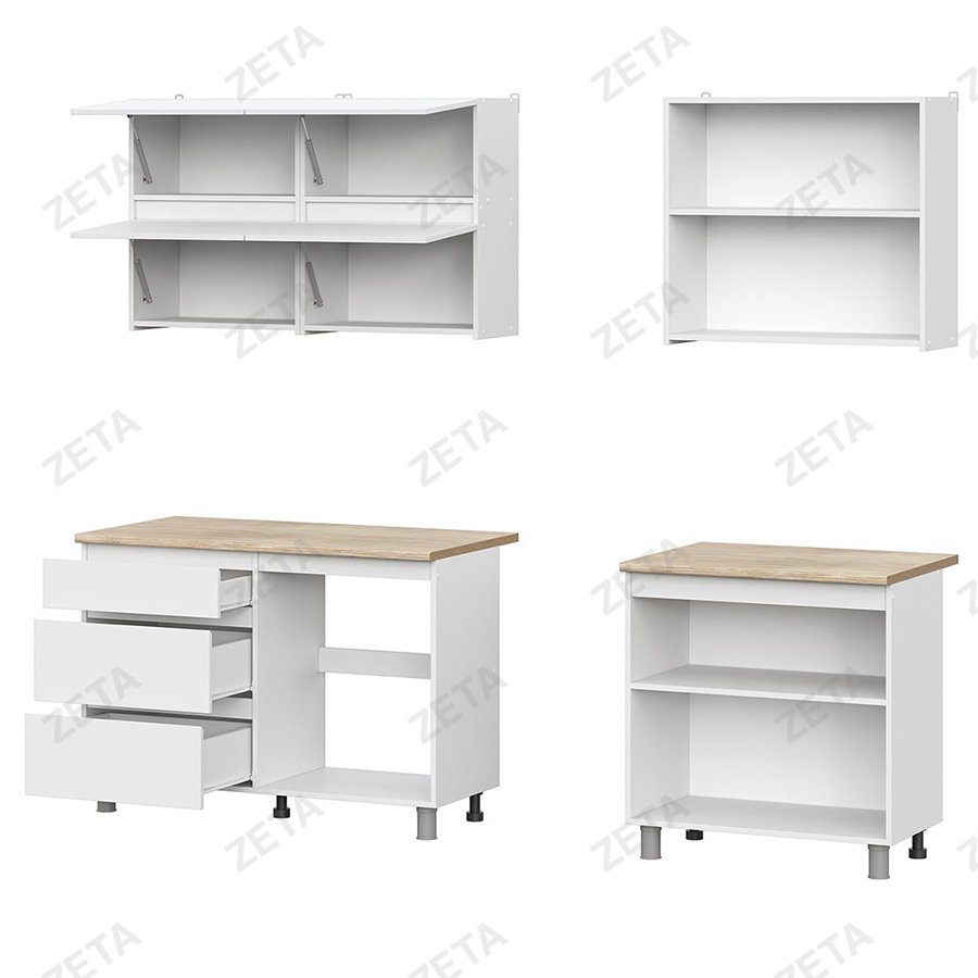 Кухонный гарнитур "Токио" (2.0 м) серия 3 №00-00110826 (белый, текстурный, дуб сонама) (РФ)