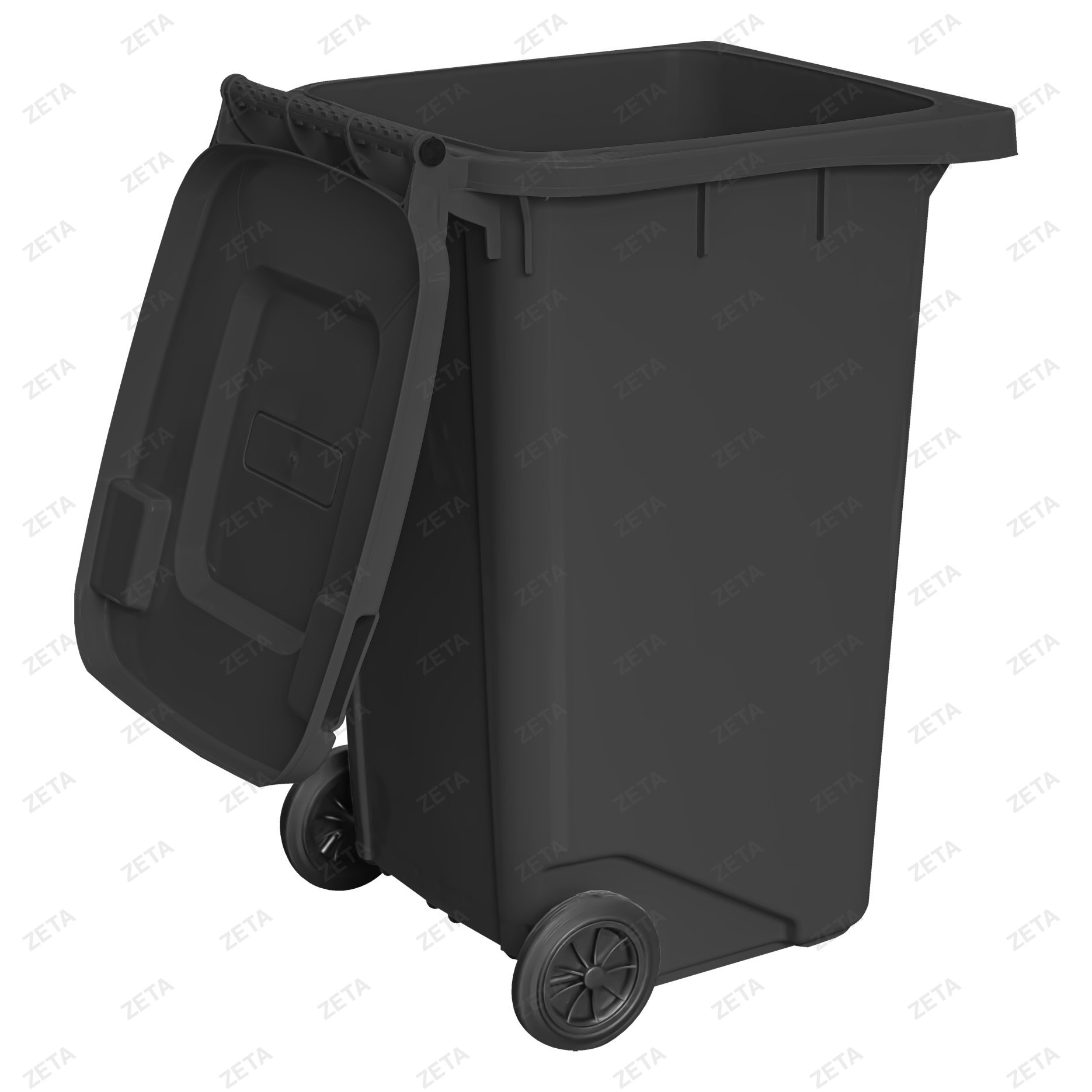 Бак мусорный 280 л. с крышкой, на колесах (чёрный)