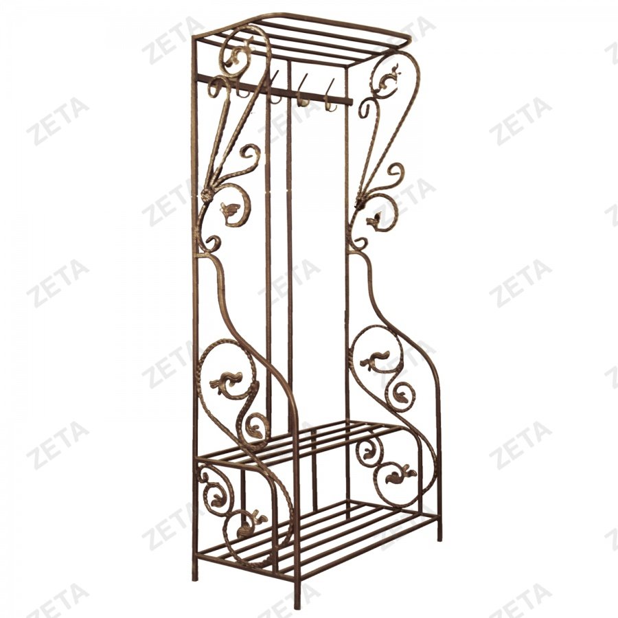 Вешалка-гардеробная с подставкой для обуви (кованые элементы и рифленная труба)