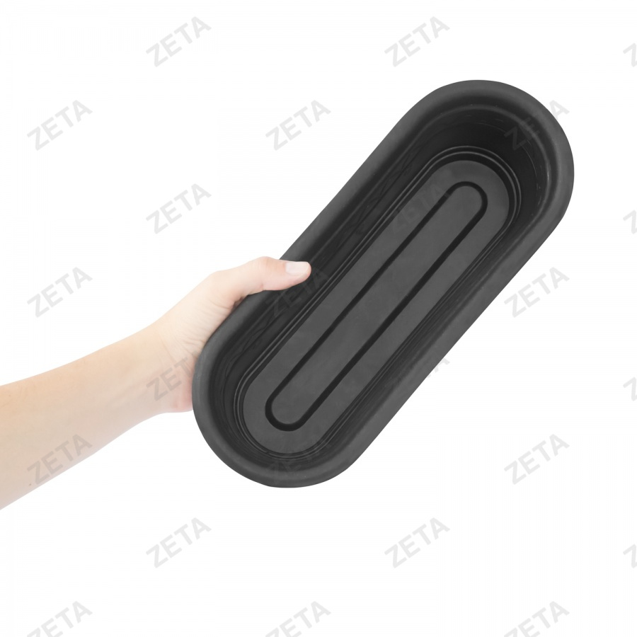 Горшок для цветов овальный с поддоном, чёрный (30 см) - изображение 2