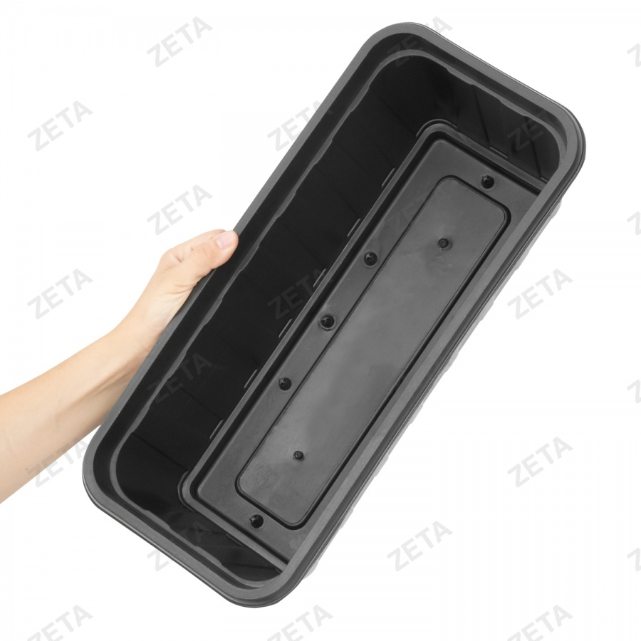 Горшок прямоугольный с поддоном "М", чёрный (43 см)