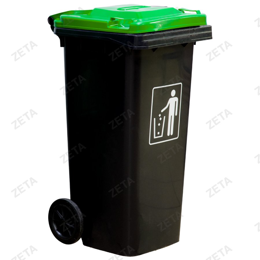 Бак мусорный с крышкой 120 л. (зелёный/чёрный) №LD-120АС (ВИ) - изображение 1