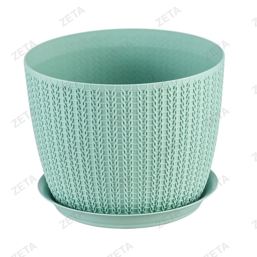 Кашпо 4,5 л. d210 мм. с поддоном "Вязание" №М 3122 - изображение 1
