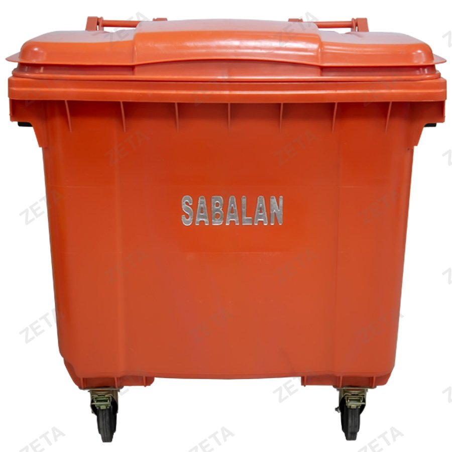 Бак мусорный с крышкой 1100 л на колесах "Sabalan" (оранжевый) (И)