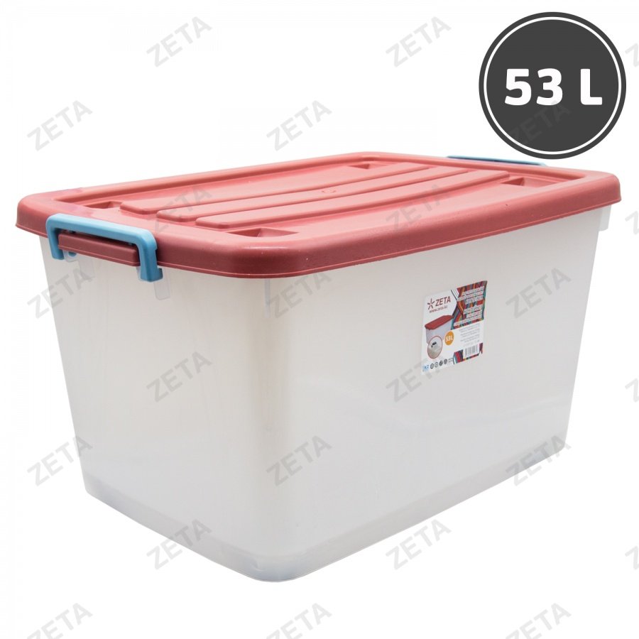 Контейнер пищевой с цветной крышкой на колесиках (53 л.) - изображение 1