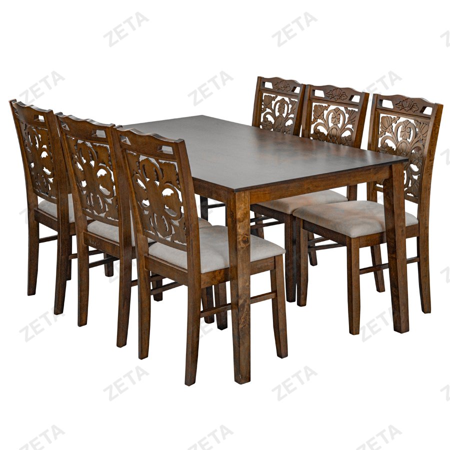 Комплект мебели: стол + 6 стульев №В1 (орех/серый) (Малайзия)