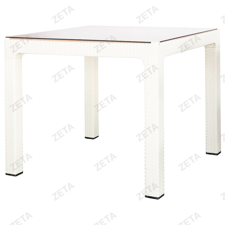 Стол квадратный со стеклом Premium (белый) (Уз-S) - изображение 1