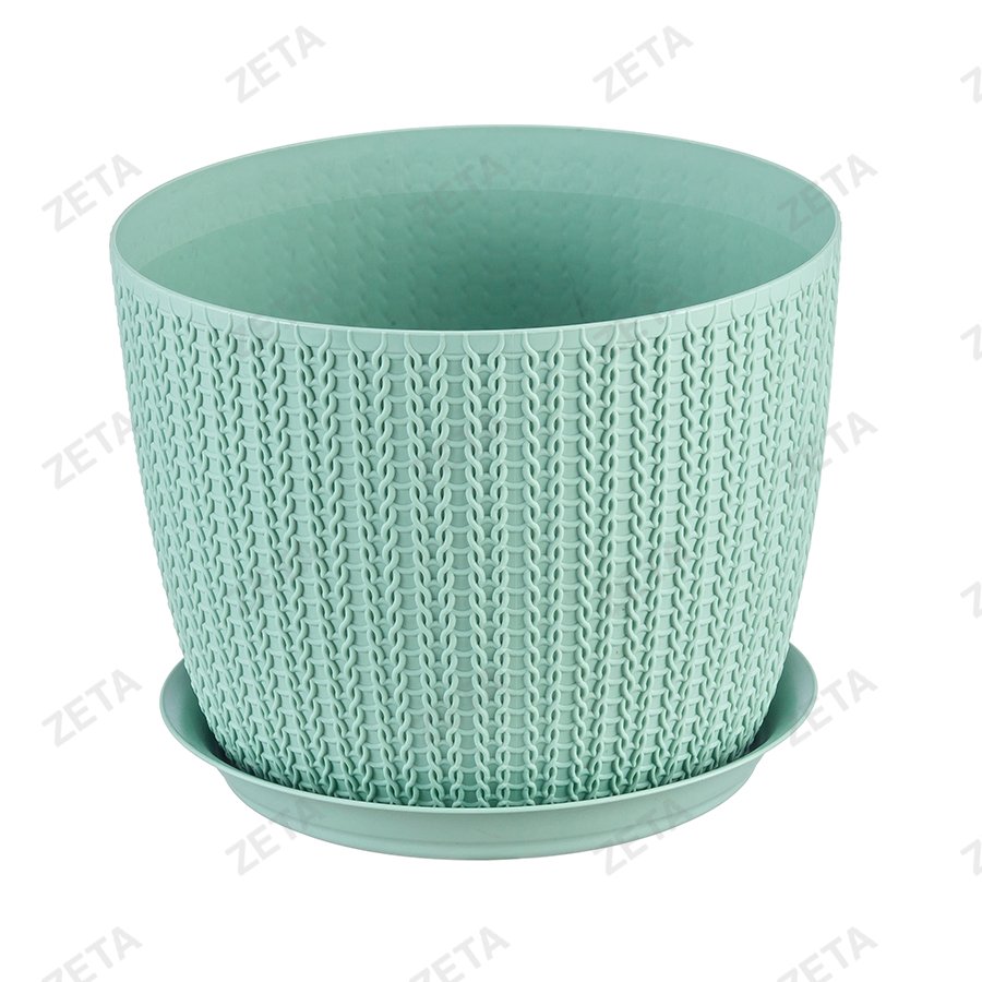Кашпо 1,1 л. d135 мм. с поддоном "Вязание" №М 3119 - изображение 1