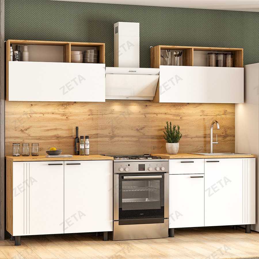 Кухонный гарнитур "Монако" (2.0 м) №00-00113364 (дуб золото/белый матовый/дуб вотан) (РФ) - изображение 1