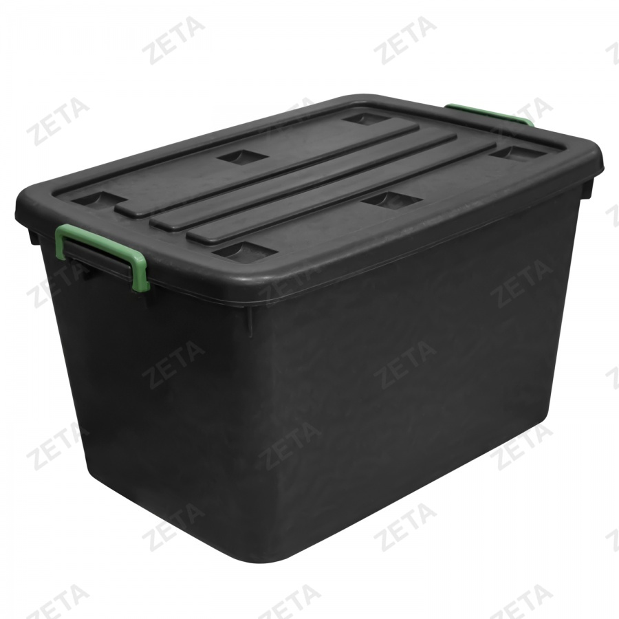 Контейнер с крышкой на колесиках, чёрный (82 л.)