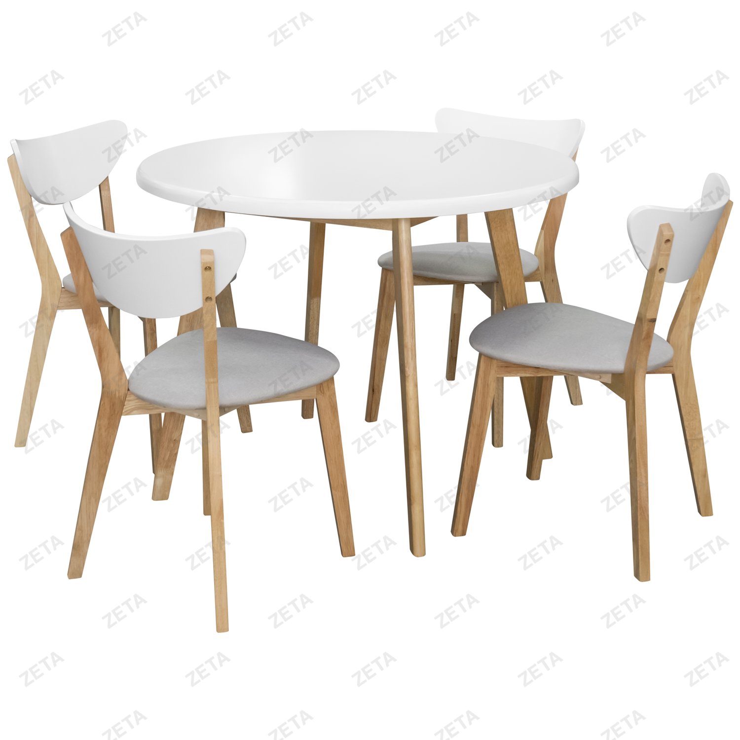 Комплект мебели: стол + 4 стула №RH 7309T+RH 371 (натуральный/белый) (Малайзия)