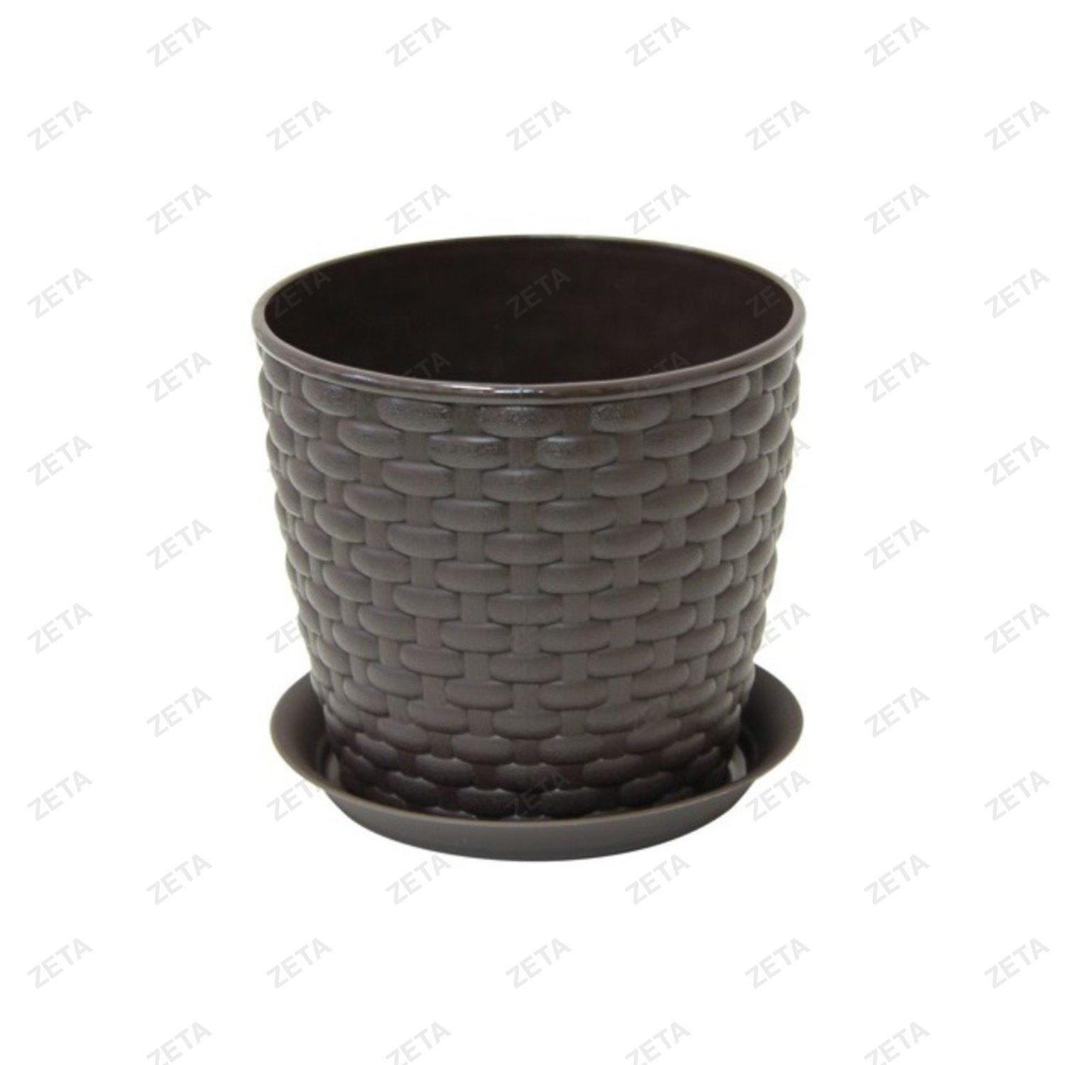 Кашпо 1 л. 135 мм. с поддоном "Ротанг" М 3080