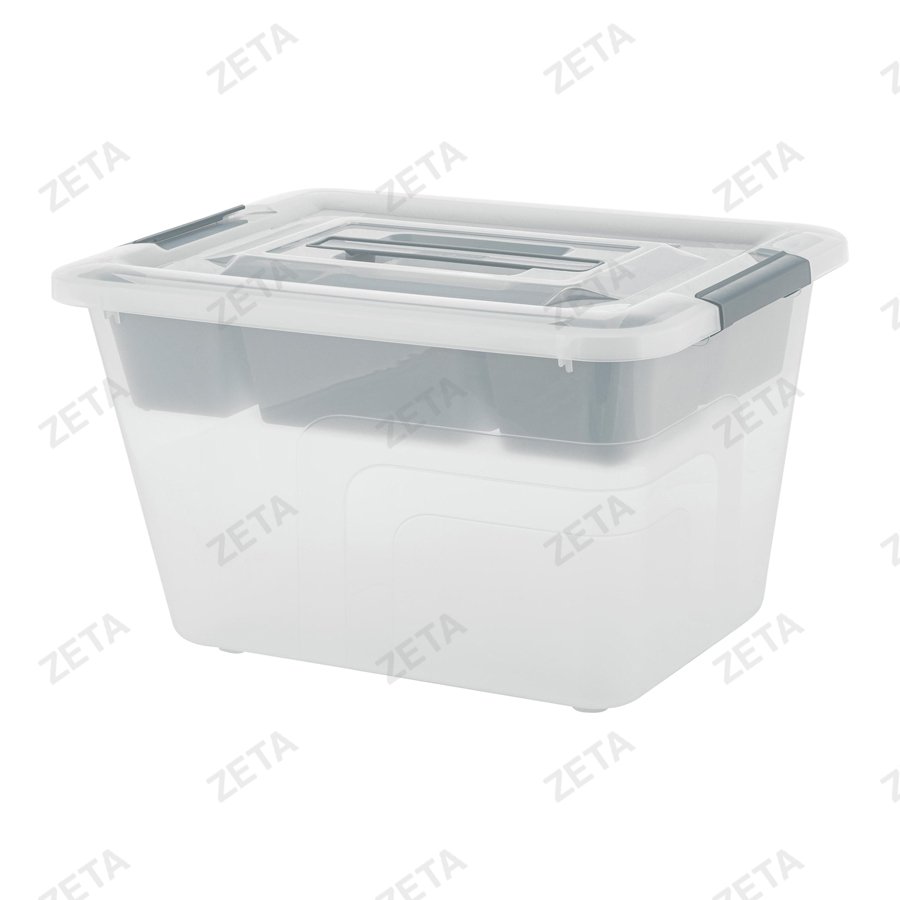 Ящик для хранения 18 л. с лотком и ручкой Bergen №PT6555НАТ-8 натуральный