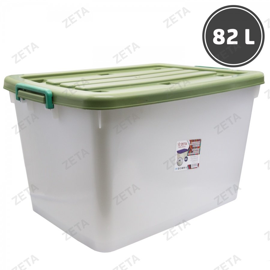 Контейнер пищевой с цветной крышкой на колесиках (82 л.)