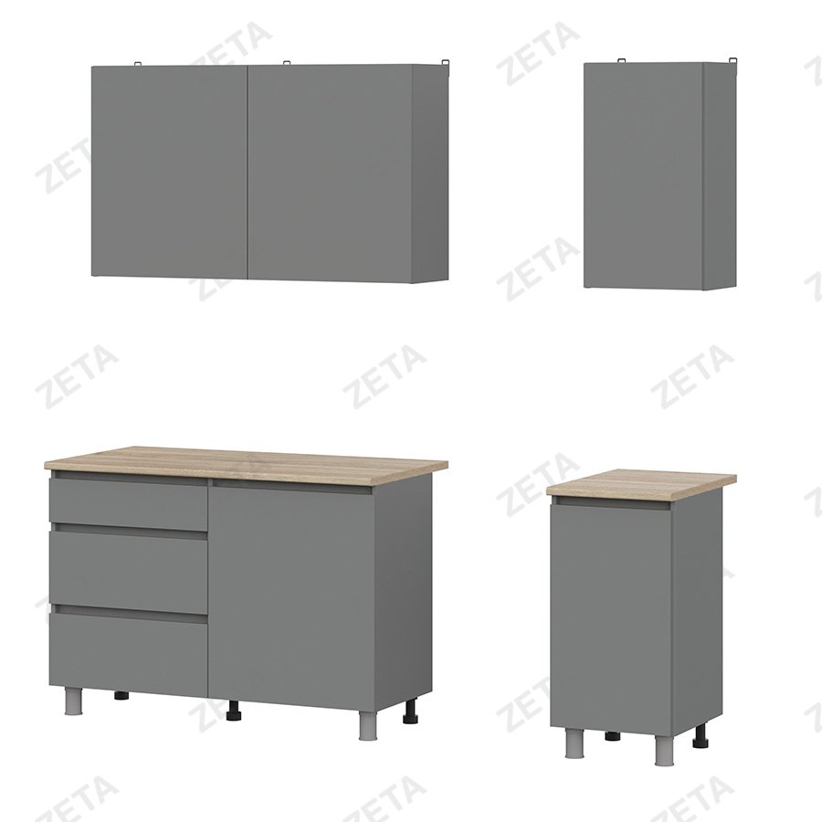 Кухонный гарнитур "Денвер" (1.6 м) №00-00110843 (графит серый/дуб сонома) (РФ) - изображение 1