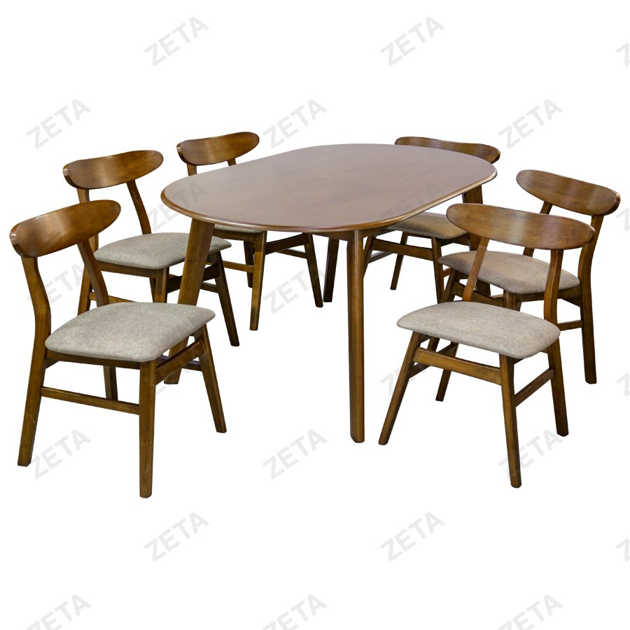 Комплект мебели: стол + 6 стула №RH7234T+RH373C (орех/темно-бежевый) (Малайзия)