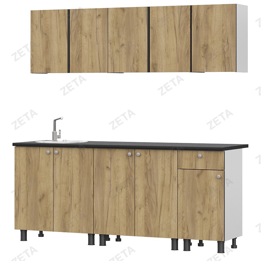 Кухонный гарнитур "КГ- 1" (2000 мм) №00-00103139 (белый, дуб, золотой, черный) (РФ)