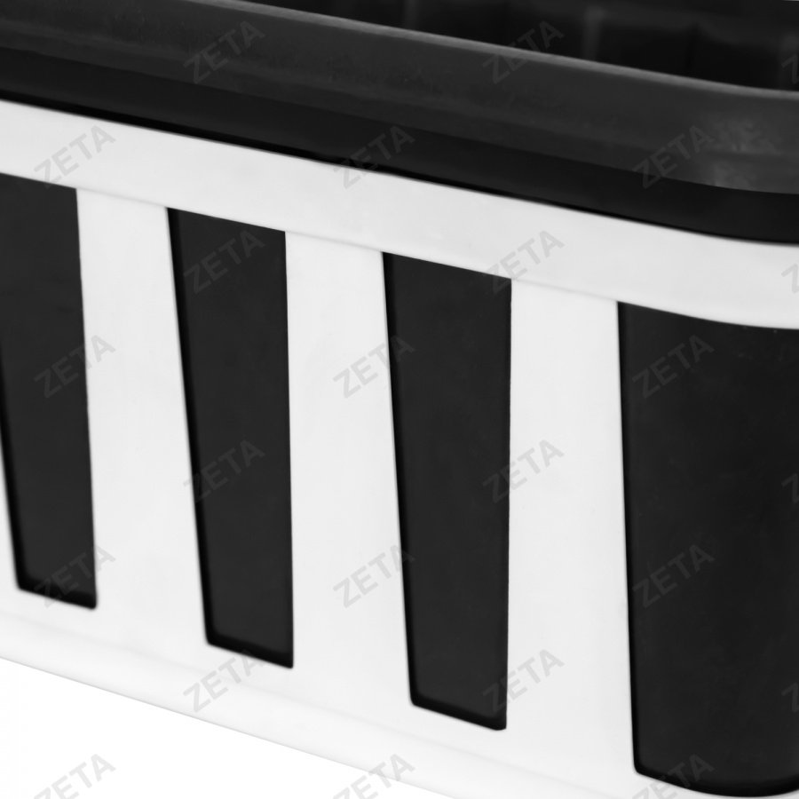 Горшок прямоугольный "М" с поддоном "Страйп" (чёрный)