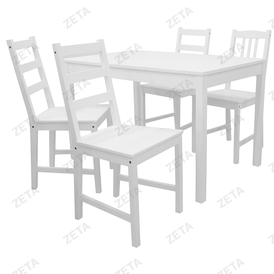 Столовый комплект от производителей IKEA: стол + 4 стула "Ladder Back" (белый) (ВИ)