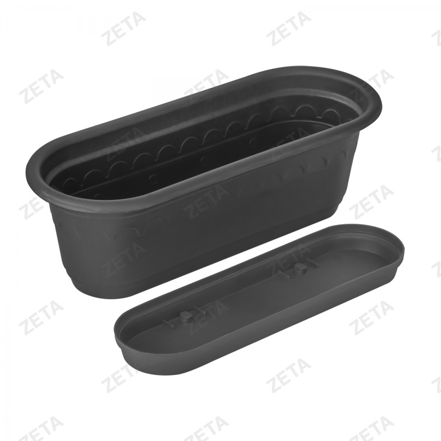 Горшок для цветов овальный с поддоном, чёрный (30 см) - изображение 3