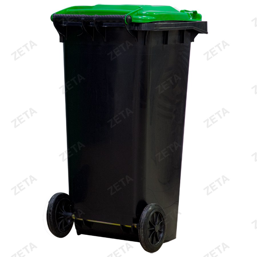 Бак мусорный с крышкой 120 л. (зелёный/чёрный) №LD-120АС (ВИ) - изображение 4