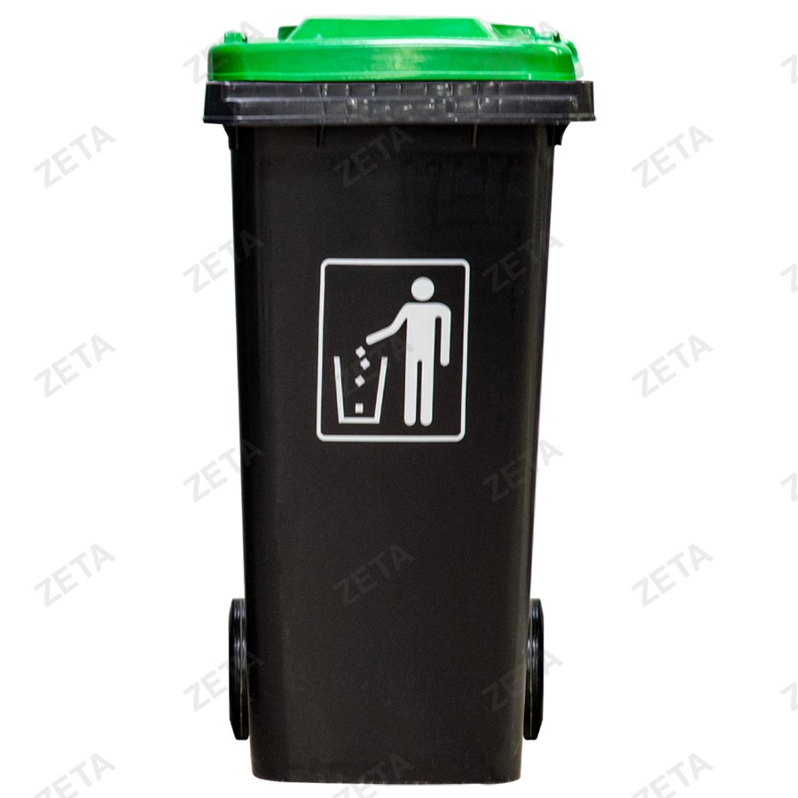 Бак мусорный с крышкой 120 л. (зелёный/чёрный) №LD-120АС (ВИ) - изображение 2