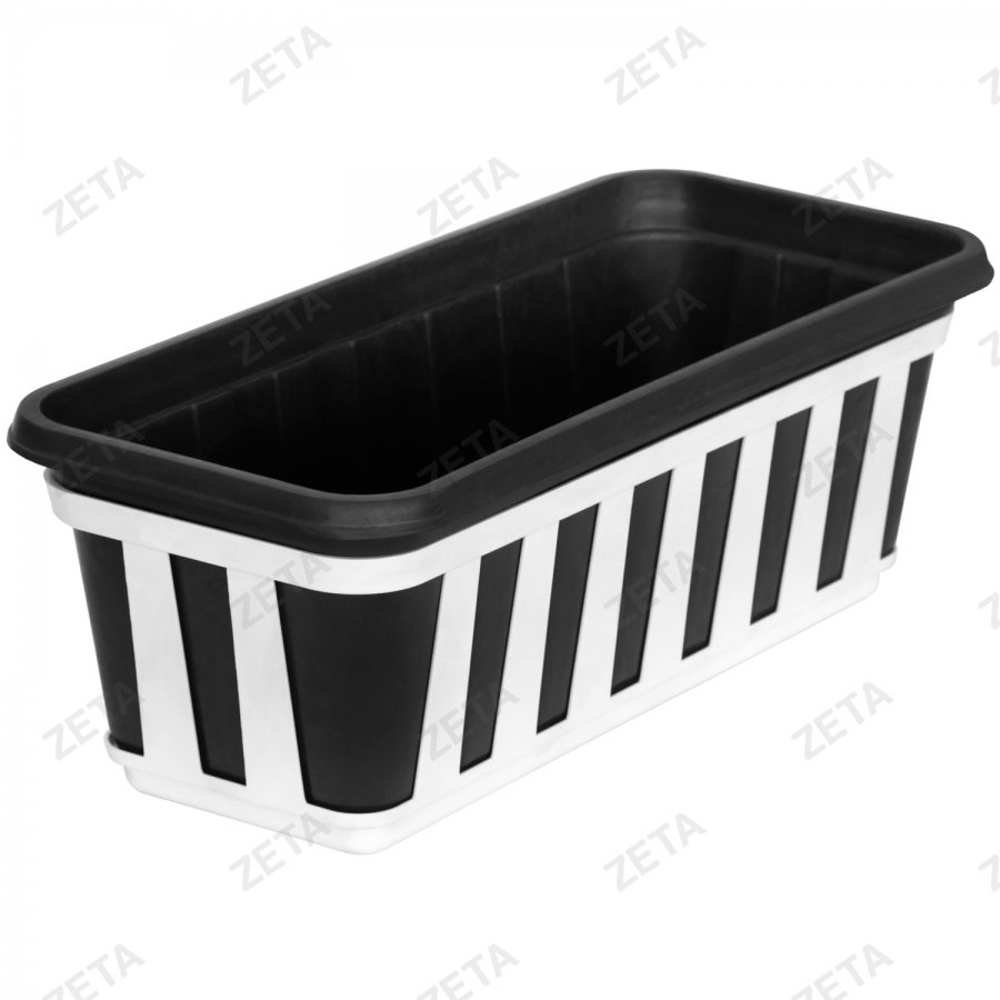 Горшок прямоугольный "М" с поддоном "Страйп" (чёрный) - изображение 1