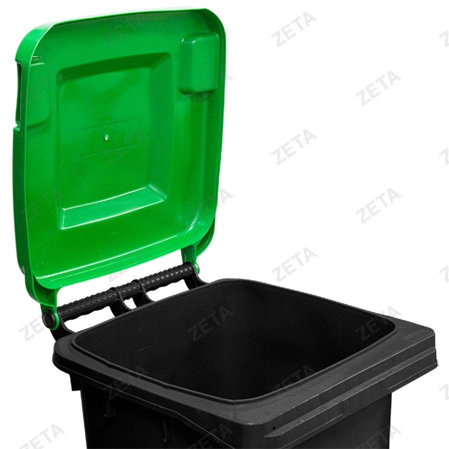 Бак мусорный с крышкой 120 л. (зелёный/чёрный) №LD-120АС (ВИ) - изображение 5