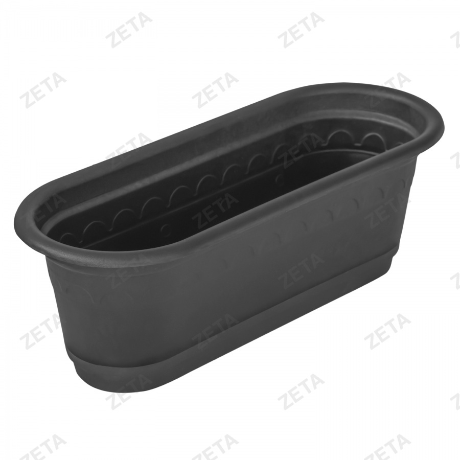 Горшок для цветов овальный с поддоном, чёрный (30 см) - изображение 1