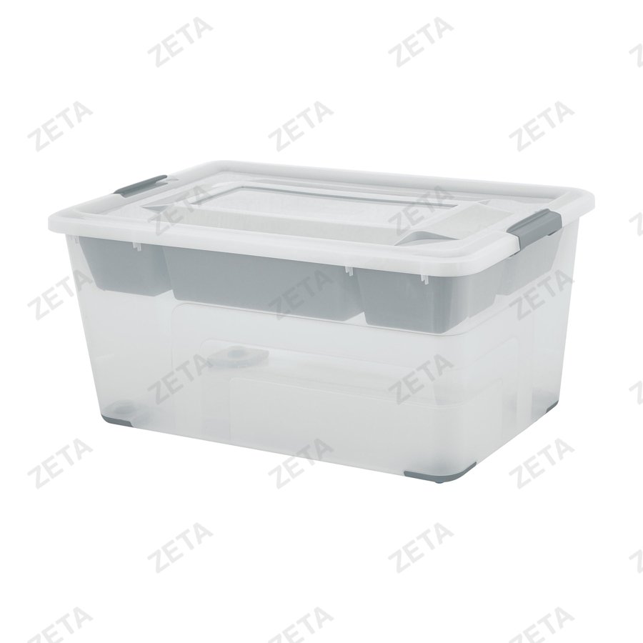 Ящик для хранения 40 л. с лотком Bergen №PT6568НАТ-4 натуральный - изображение 1