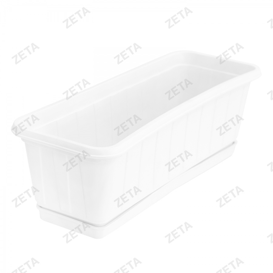 Горшок прямоугольный с поддоном, белый (53 см)