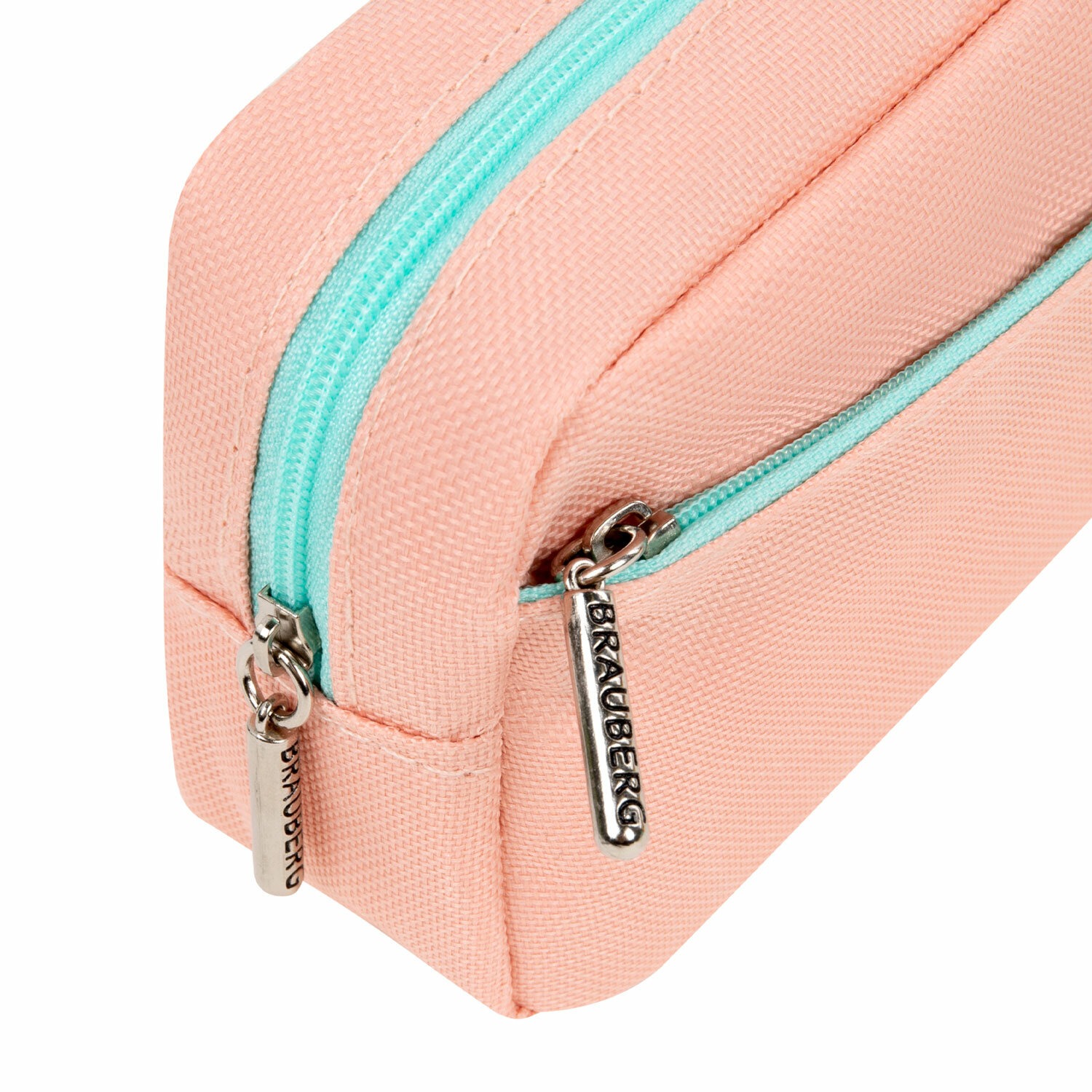 Пенал мягкий BRAUBERG PASTEL, 2 отделения, персиковый, 21х9,5х5 см, 2722740