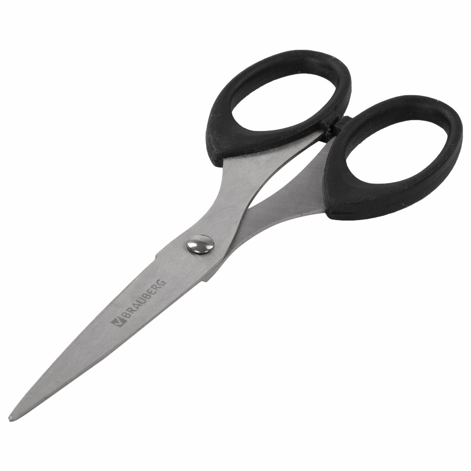 Ножницы BRAUBERG "Classic", 160 мм, черные, классической формы, 2-х сторонняя заточка, 2309330