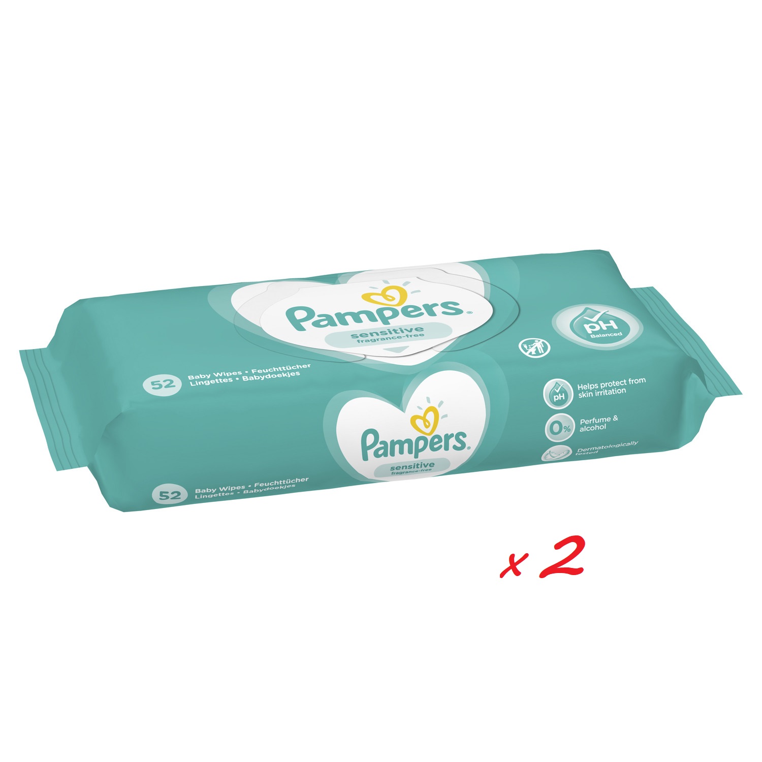 Детские влажные салфетки Pampers "Sensitive" 2*52 шт.