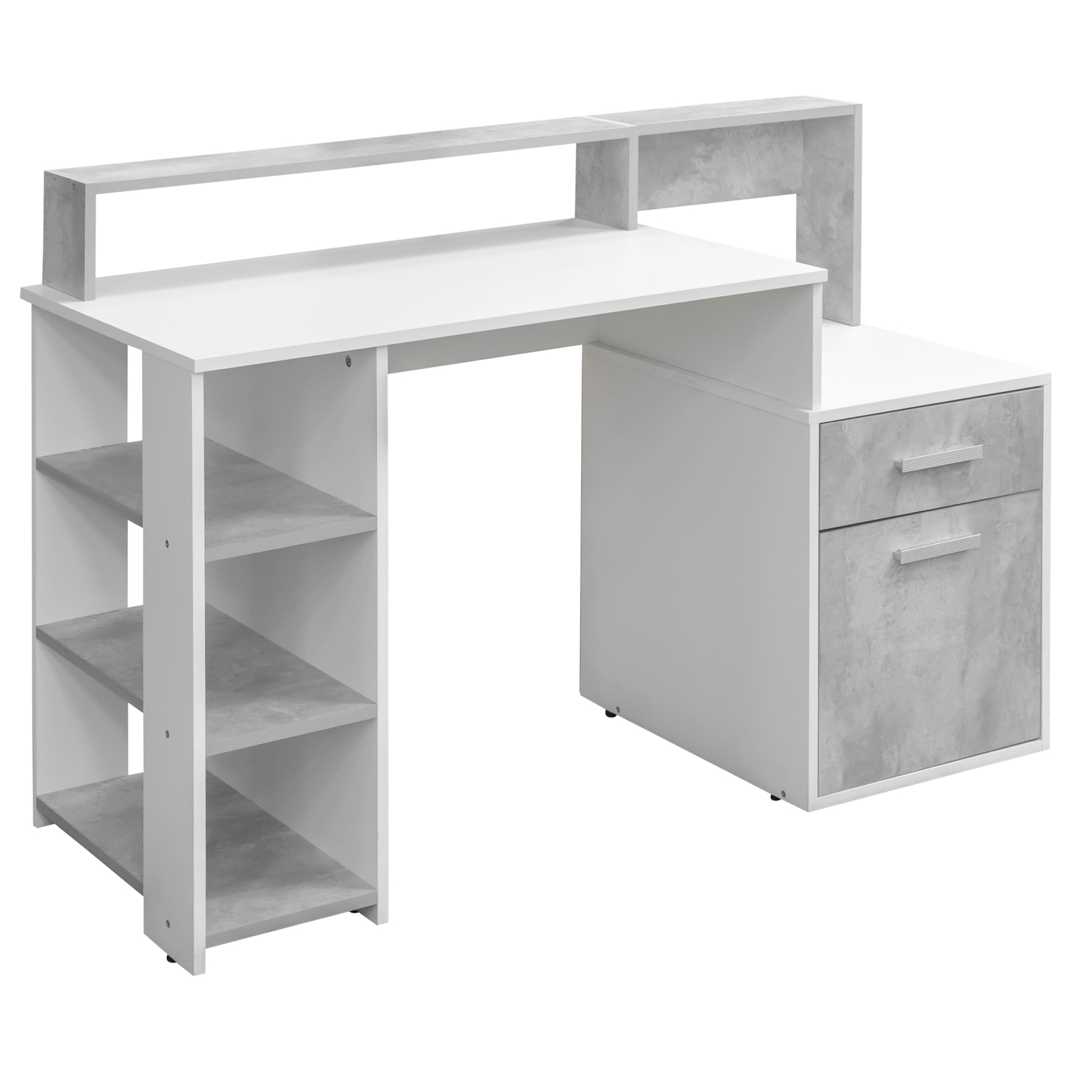 Стол компьютерный Лайф (белый/бетон) (РФ)