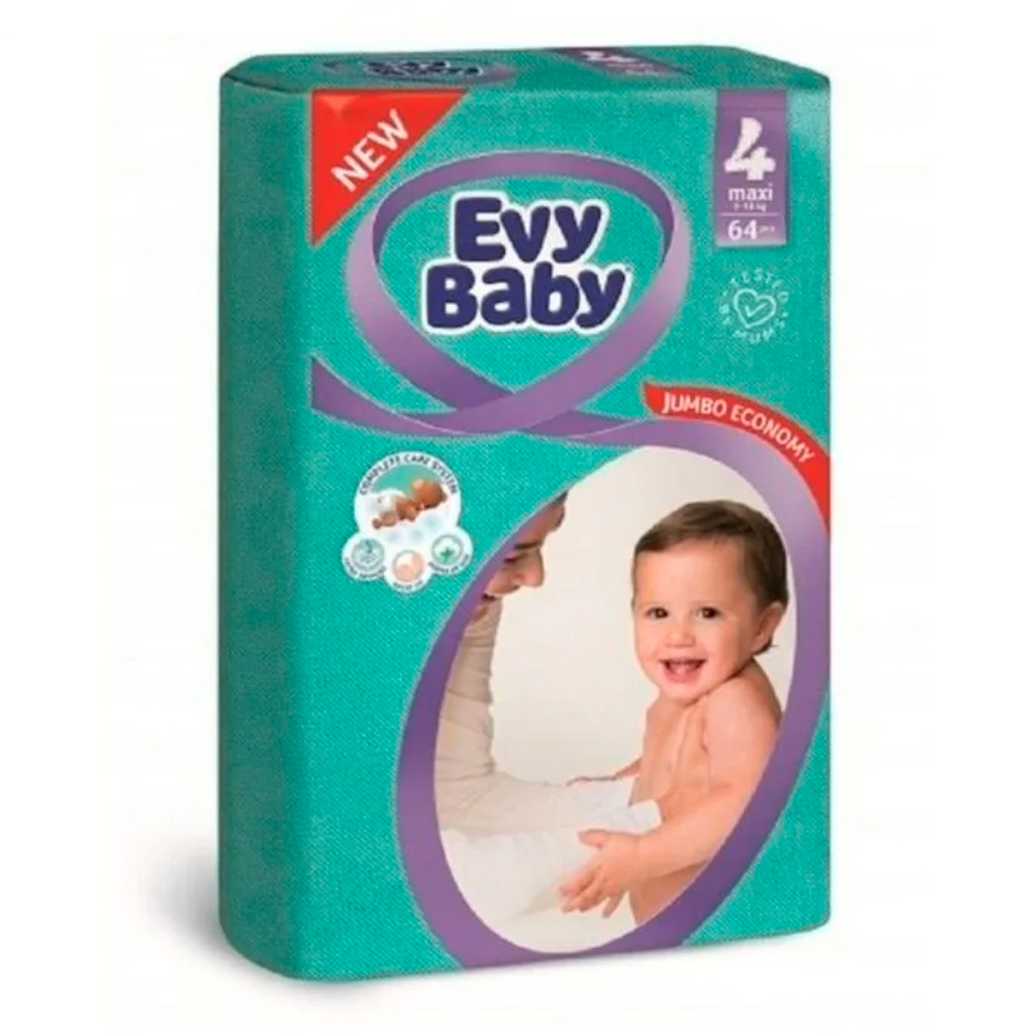 Подгузники Evy Baby 64 шт. "Maxi Jumbo 4" 7-18 кг