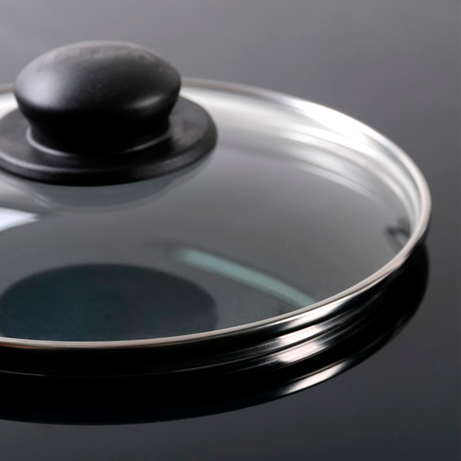 Крышка для сковороды и кастрюли стеклянная, d=24 см, с пластиковой ручкой0