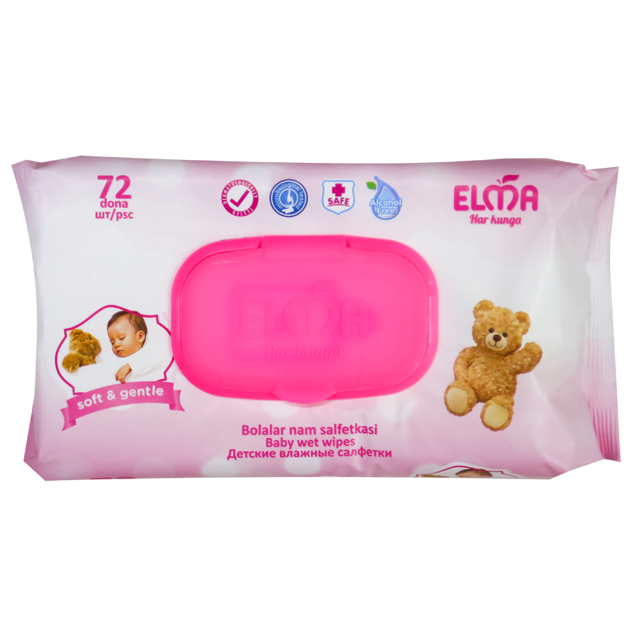 Cалфетки влажные Baby lux 72 шт. №507 Elma (Узб)0