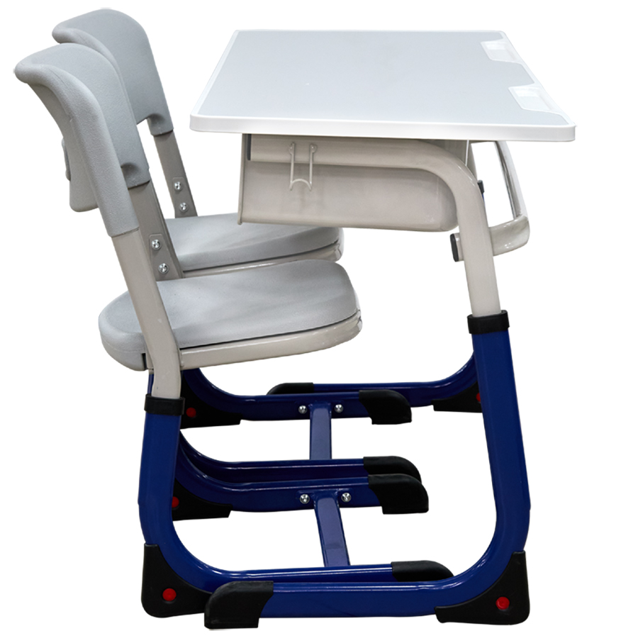 Парта школьная 2-х местная + 2 стула, регулируемая №KZ-025 (серый + синий) (ВИ)1