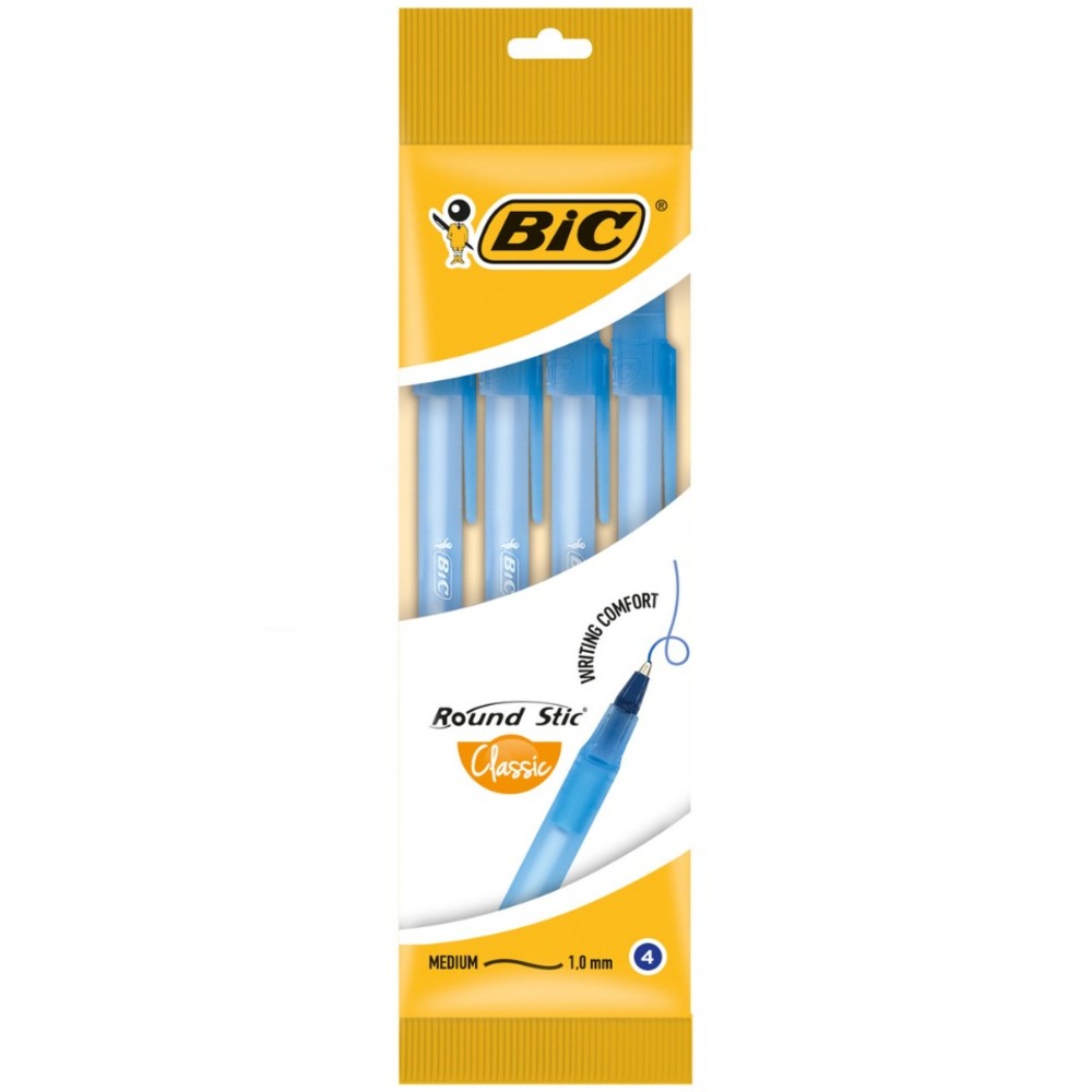 Набор шариковых ручек 4 шт. "BIC Round Stic" (синий)