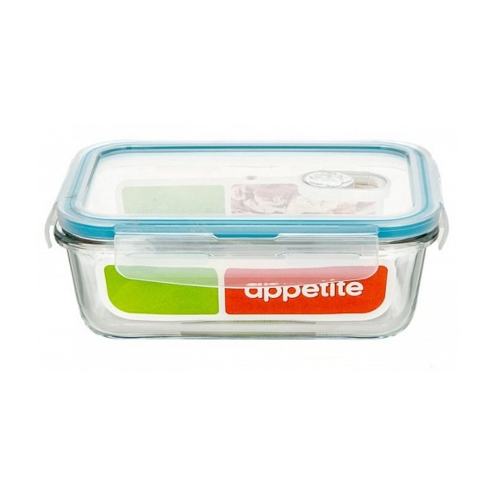 Контейнер стеклянный прямоугольный "Appetite", 1,04 л. (Зеленый)1