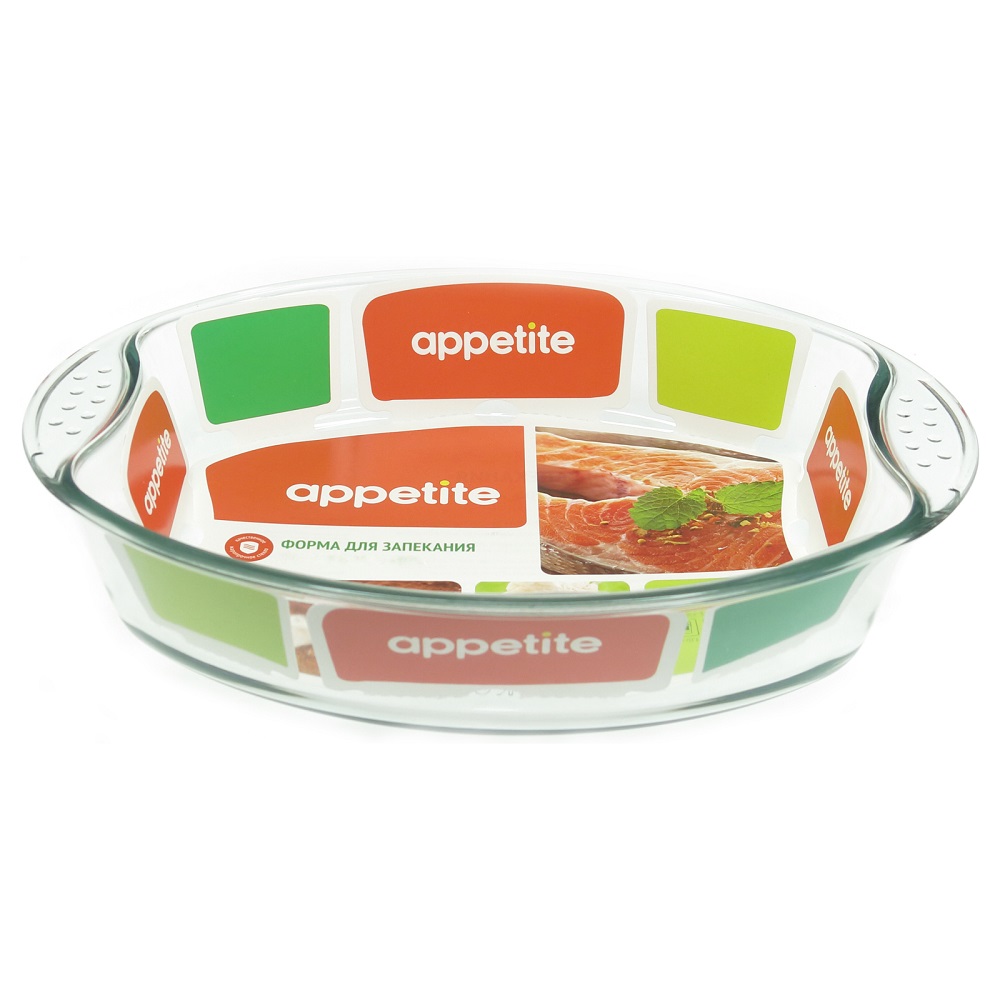 Форма стеклянная 3,9 л. 39*27*6 см. овальная с ручкой № PLH9 ТМ Appetite