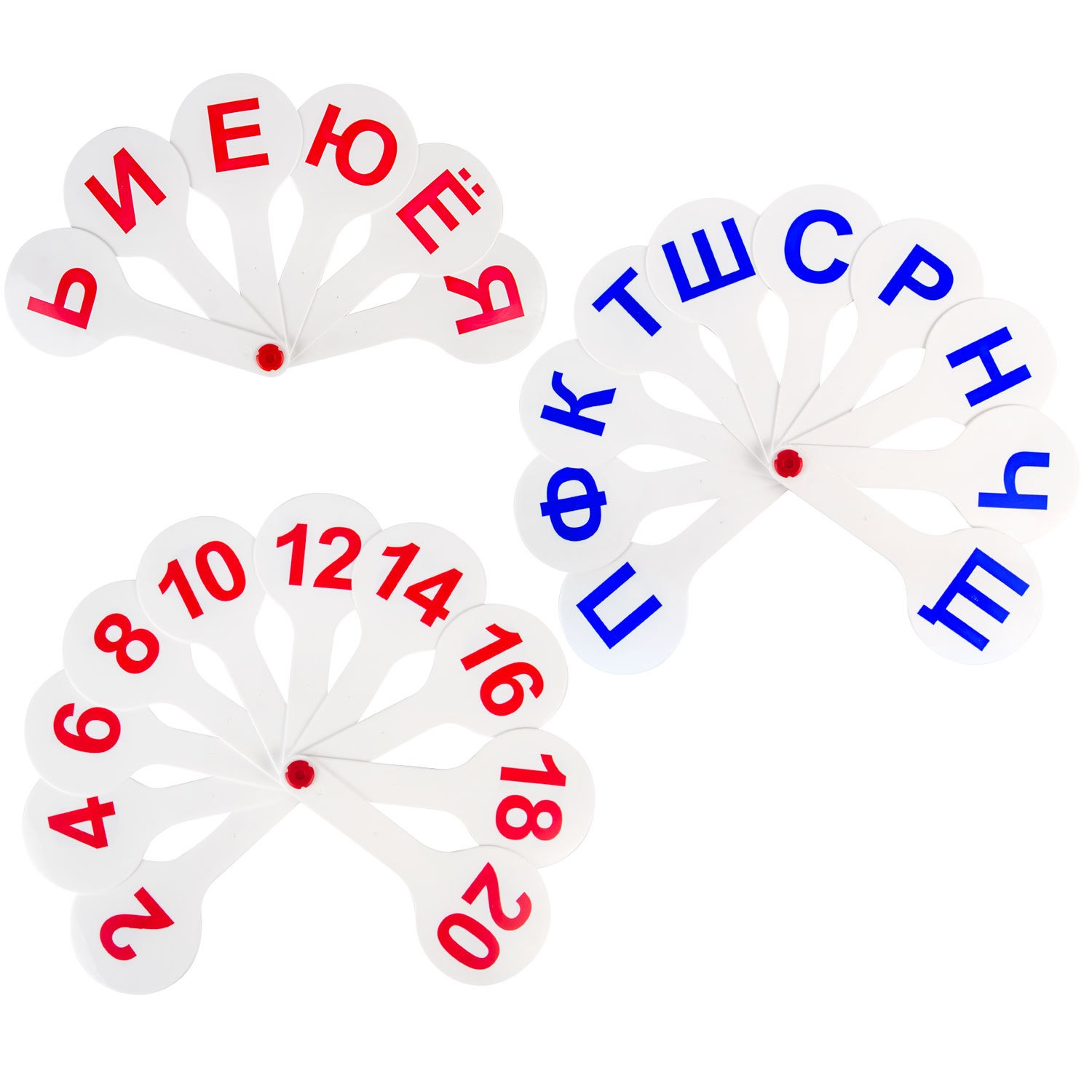 Веер-касса (гласные, согласные и цифры) ПИФАГОР, набор 3 шт., европодвес, 2273940