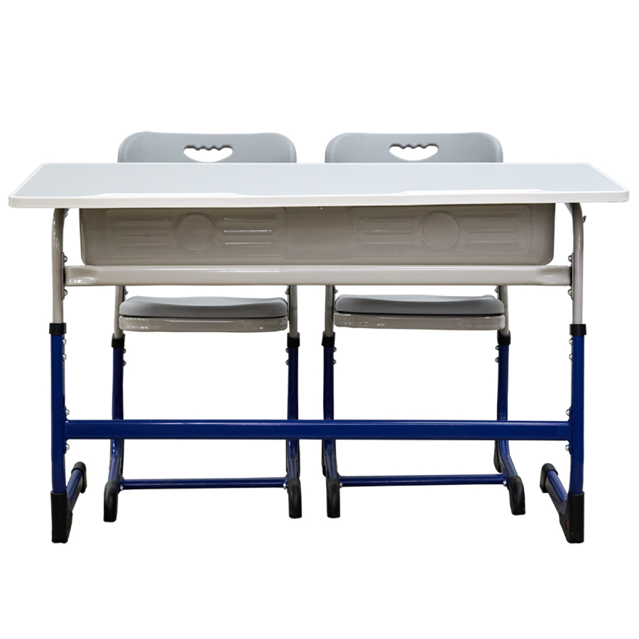 Парта школьная 2-х местная + 2 стула, регулируемая №KZ-025 (серый + синий) (ВИ)0