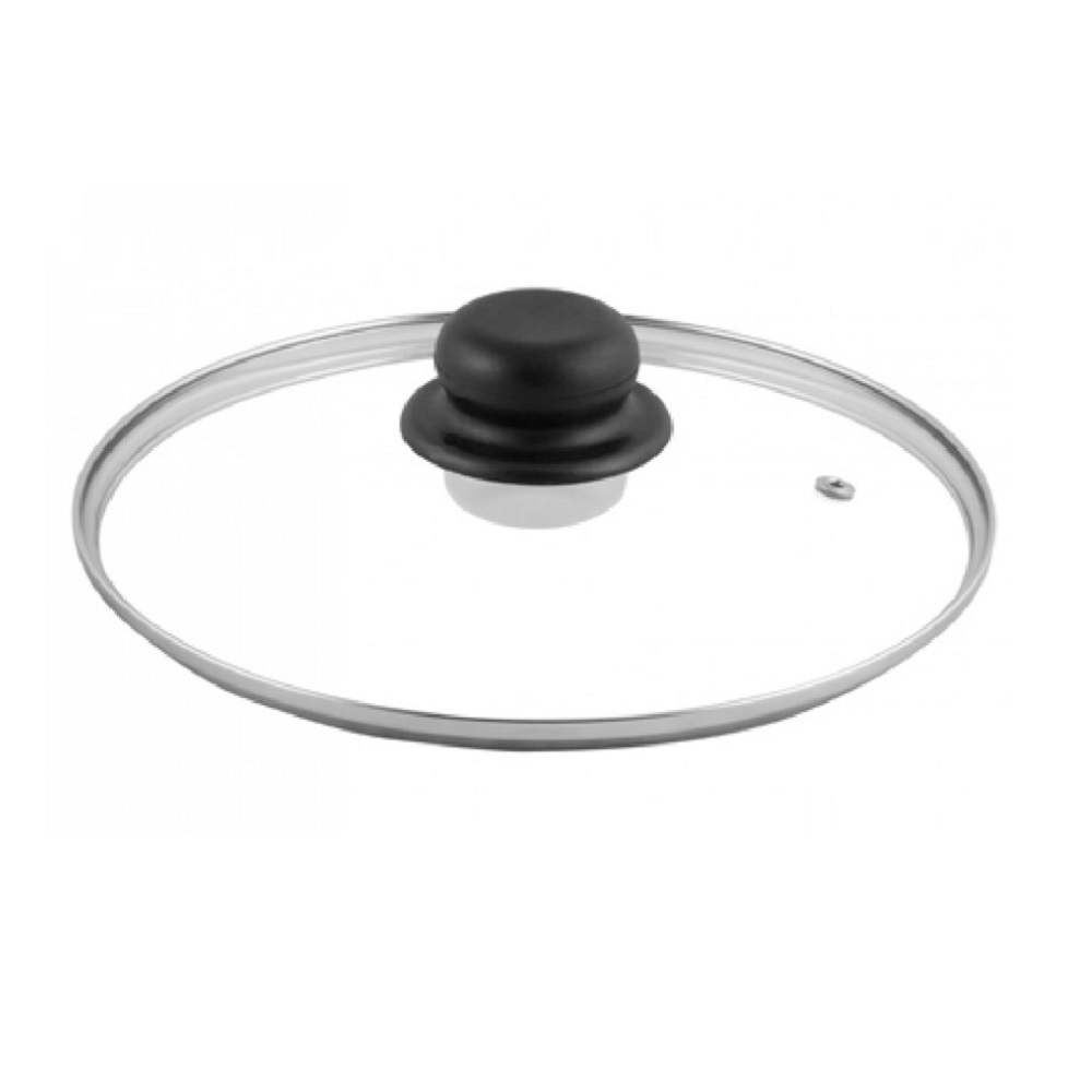 Крышка стеклянная 26 см. металлический ободок и пластиковая кнопка  № ZHI26GP ТМ Appetite 