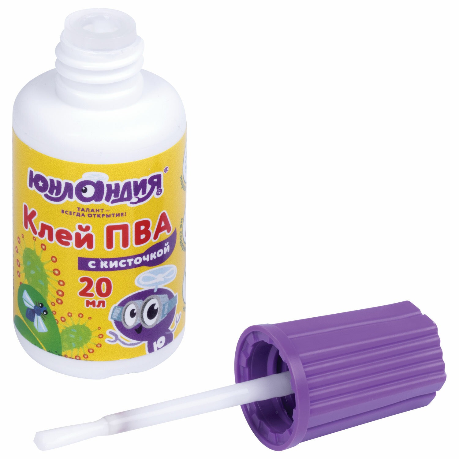 Клей ПВА с кисточкой, 20 г, ЮНЛАНДИЯ, 2284200