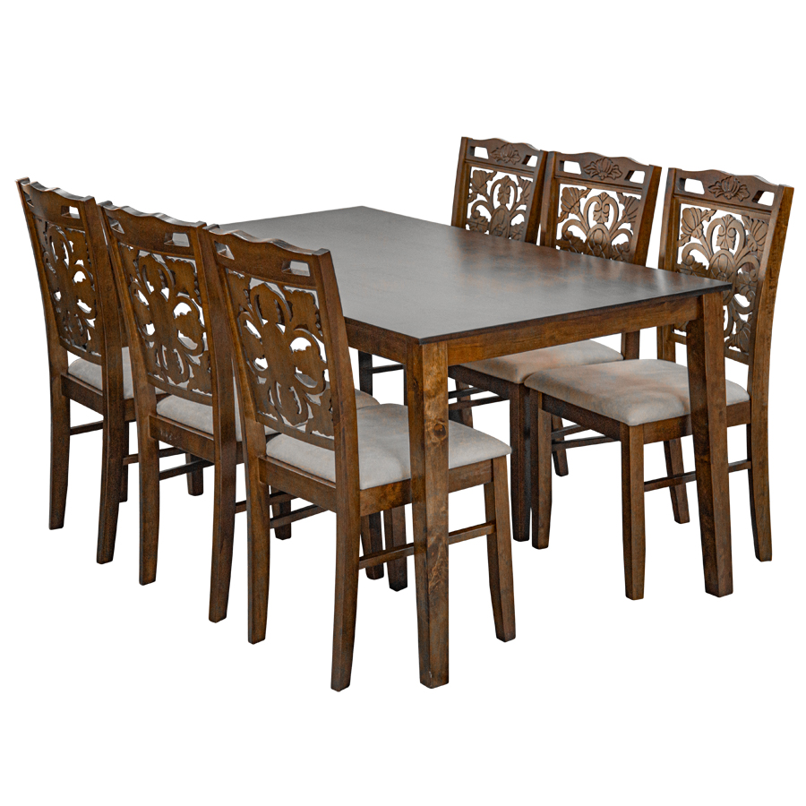 Комплект мебели: стол + 6 стульев №В1 (орех/серый) (Малайзия)